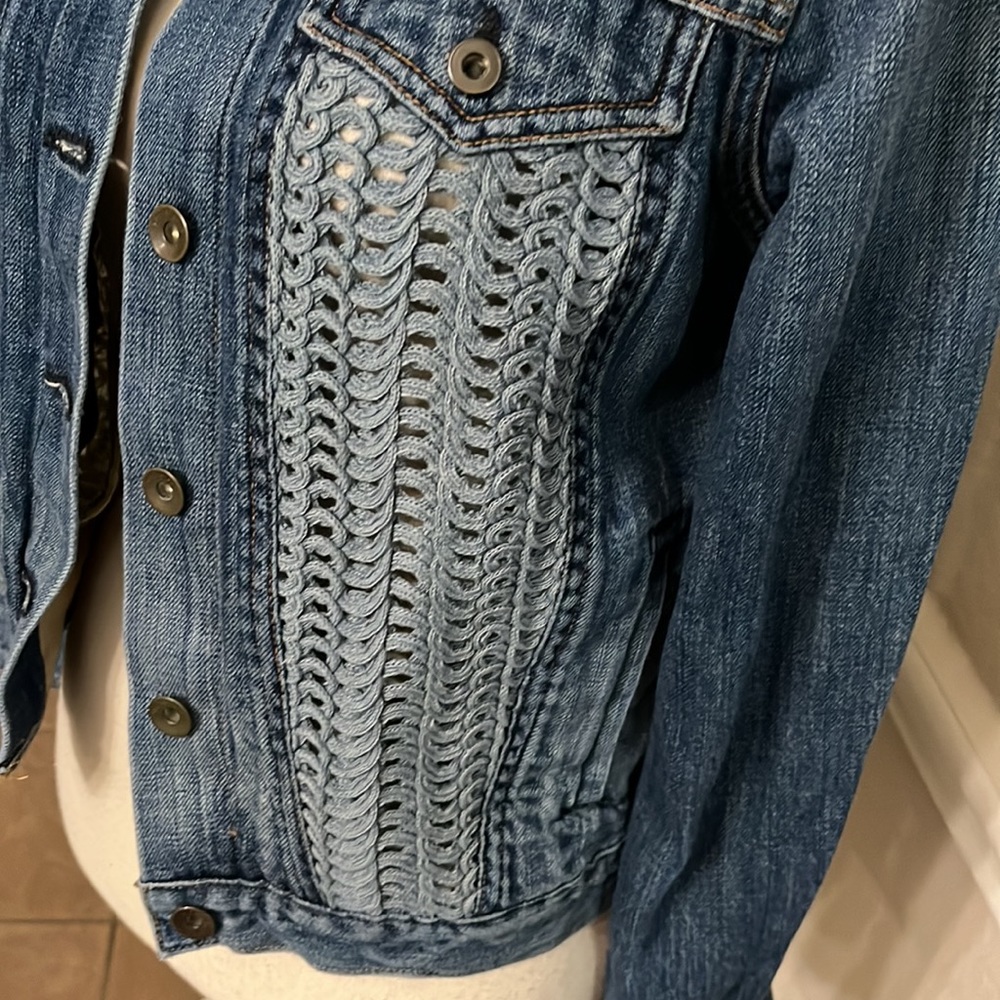 Rag & bone blue denim with crochet jean jacket - Picture 6 of 17